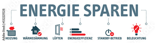 Banner Energie sparen - Vektor Illustration - deutscher Text