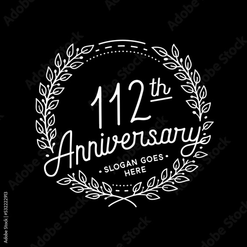 112 years anniversary celebrations design template. 112th logo. Vector and illustrations. 