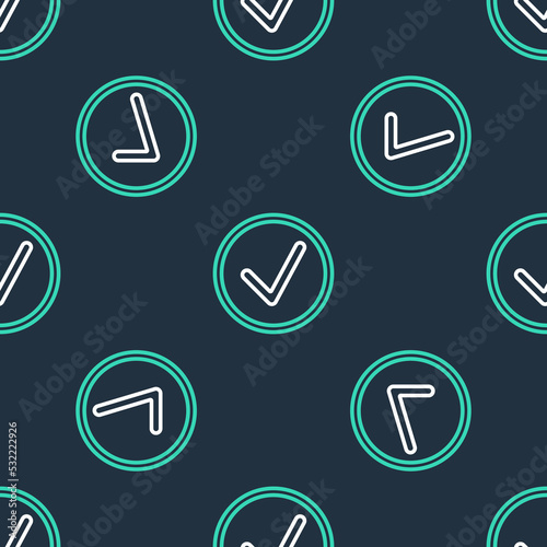 Wallpaper Mural Line Check mark in circle icon isolated seamless pattern on black background. Choice button sign. Checkmark symbol. Vector Torontodigital.ca