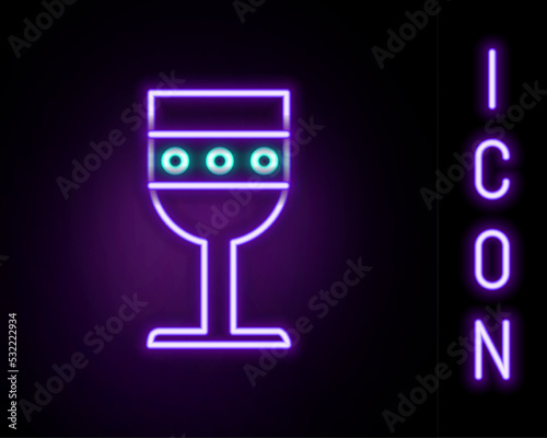 Glowing neon line Medieval goblet icon isolated on black background. Colorful outline concept. Vector