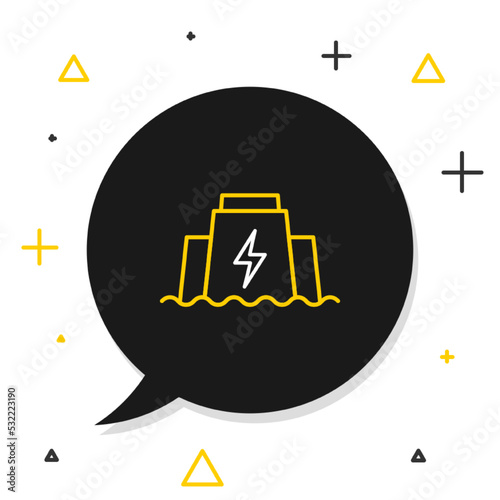 Line Hydroelectric dam icon isolated on white background. Water energy plant. Hydropower. Hydroelectricity. Colorful outline concept. Vector