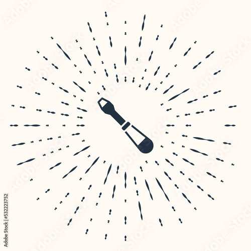Grey Screwdriver icon isolated on beige background. Service tool symbol. Abstract circle random dots. Vector