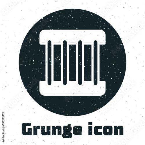 Grunge Prison window icon isolated on white background. Monochrome vintage drawing. Vector