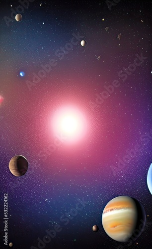 Space Planets Vectors  Galaxy Background Fantasy Planets. Colorful Universe.