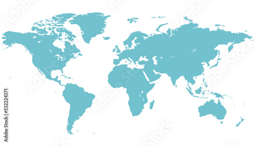 Fototapeta Naklejka Na Ścianę i Meble -  World map. Silhouette map. Color vector modern.	