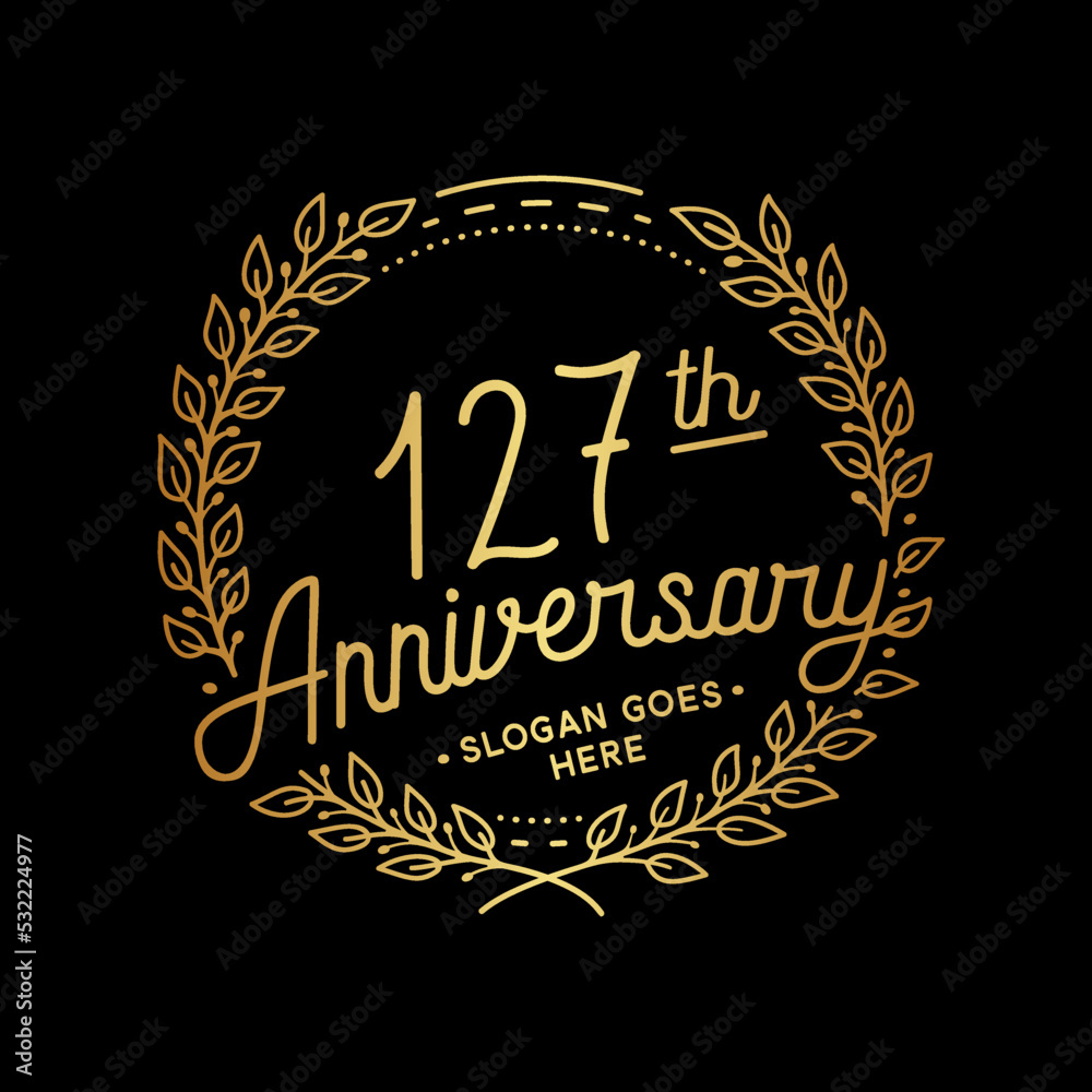 127 years anniversary celebrations design template. 127th logo. Vector and illustrations.
127 years anniversary celebrations design template. 127th logo. Vector and illustrations.