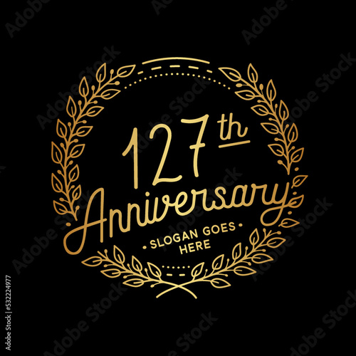 127 years anniversary celebrations design template. 127th logo. Vector and illustrations. 