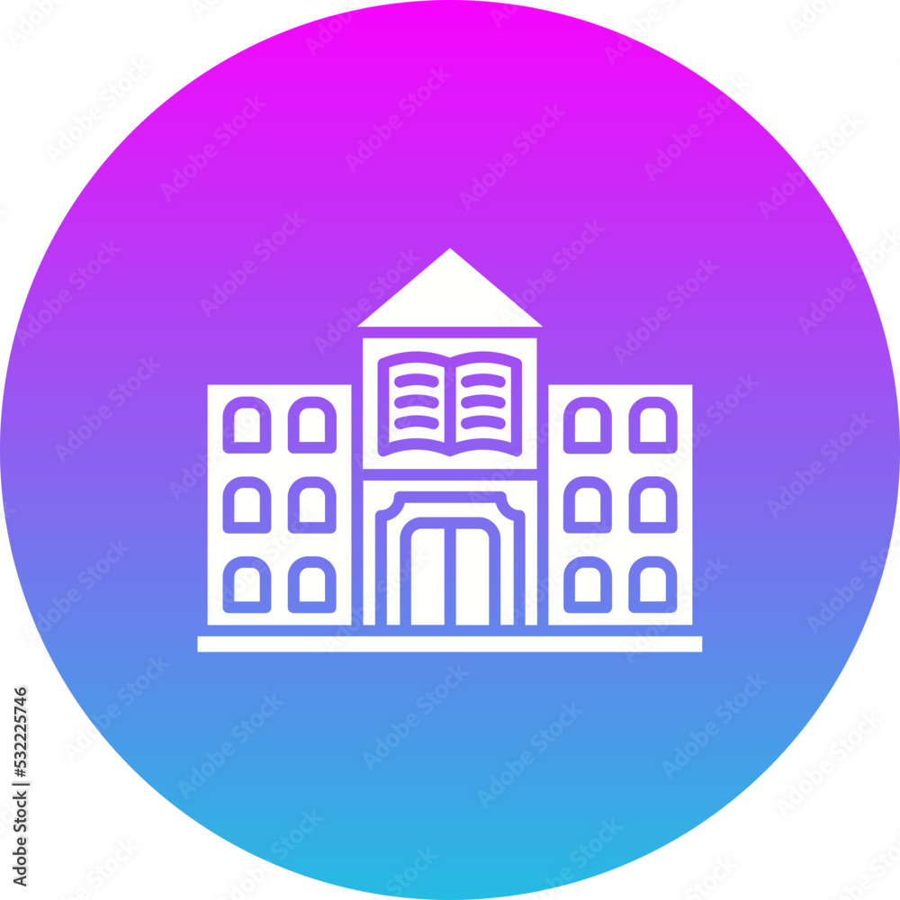 Library Gradient Circle Glyph Inverted Icon