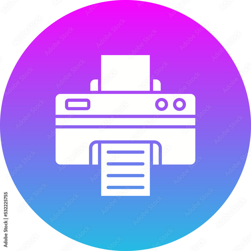 Printer Gradient Circle Glyph Inverted Icon Printer Gradient Circle Glyph Inverted Icon