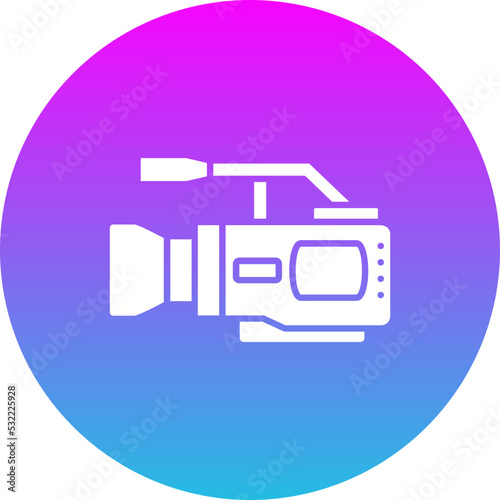 Video Camera Gradient Circle Glyph Inverted Icon