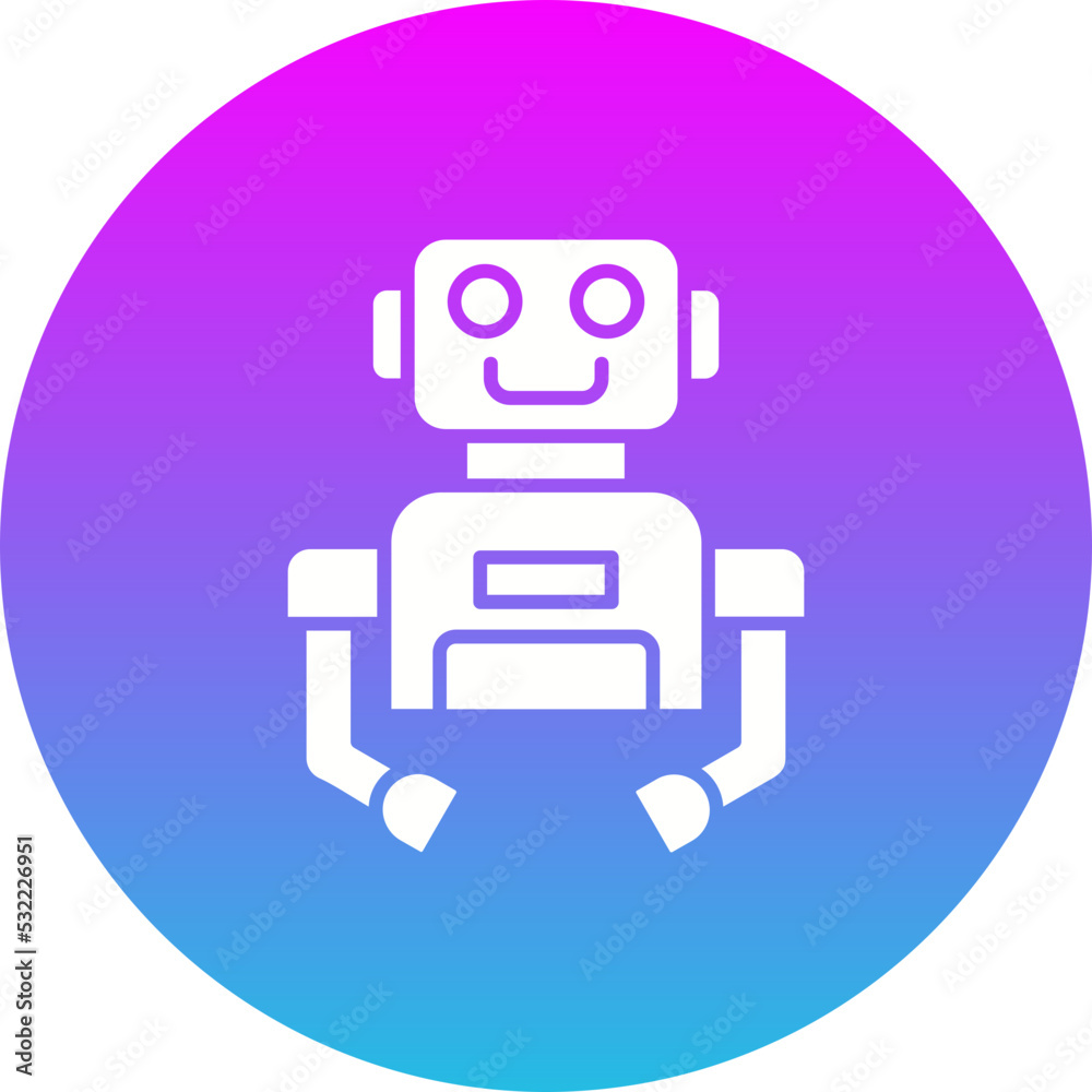 Robot Gradient Circle Glyph Inverted Icon Robot Gradient Circle Glyph Inverted Icon