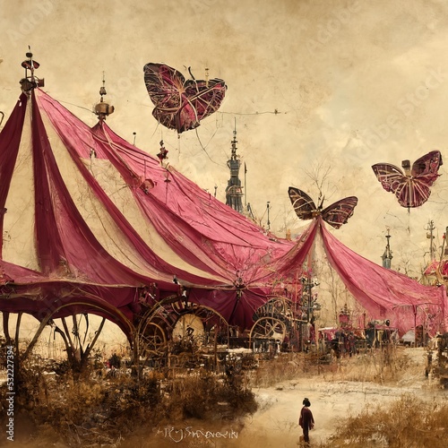 3D rendering of a visitor with the circus tent inside the festival