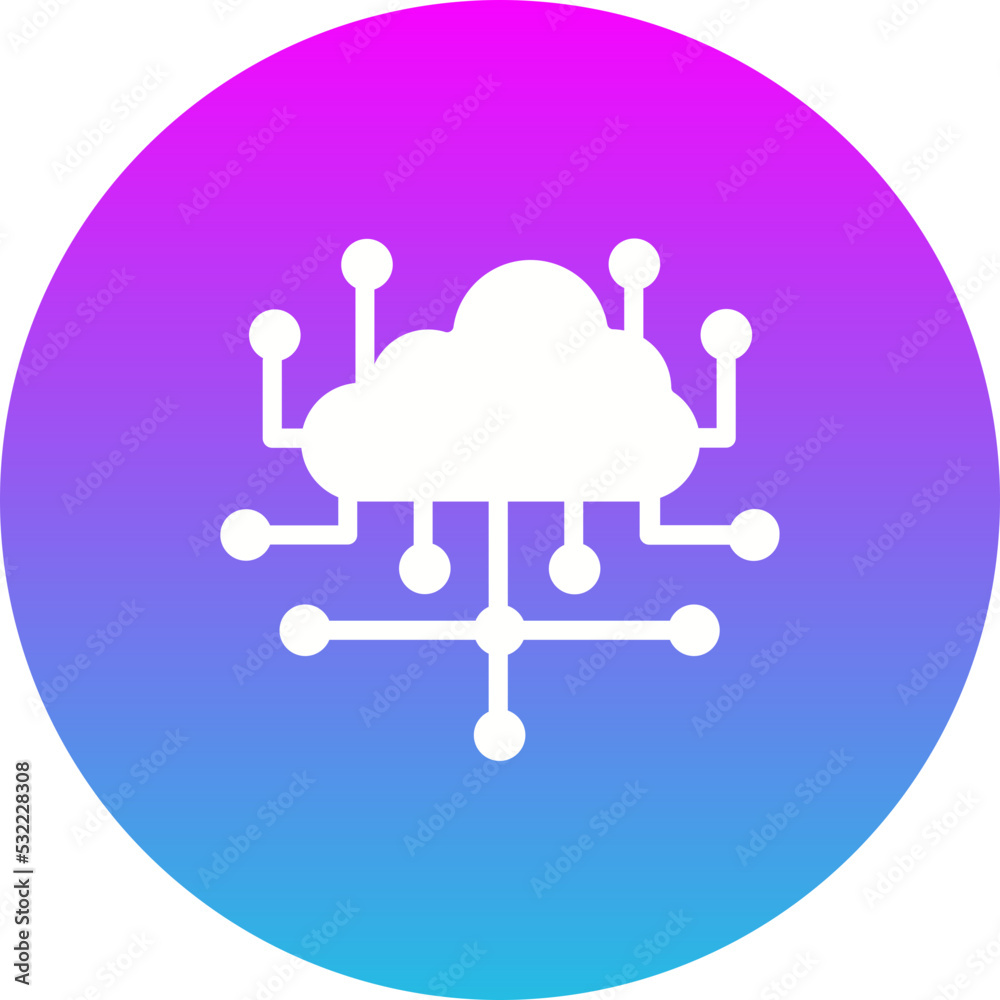 Cloud Computing Gradient Circle Glyph Inverted Icon Cloud Computing Gradient Circle Glyph Inverted Icon