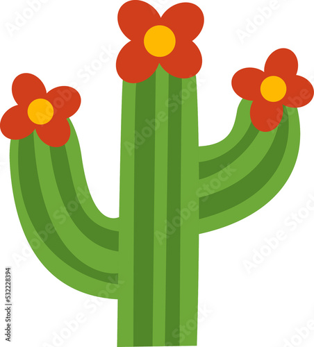 Cactus with flowers simple isolated illustration