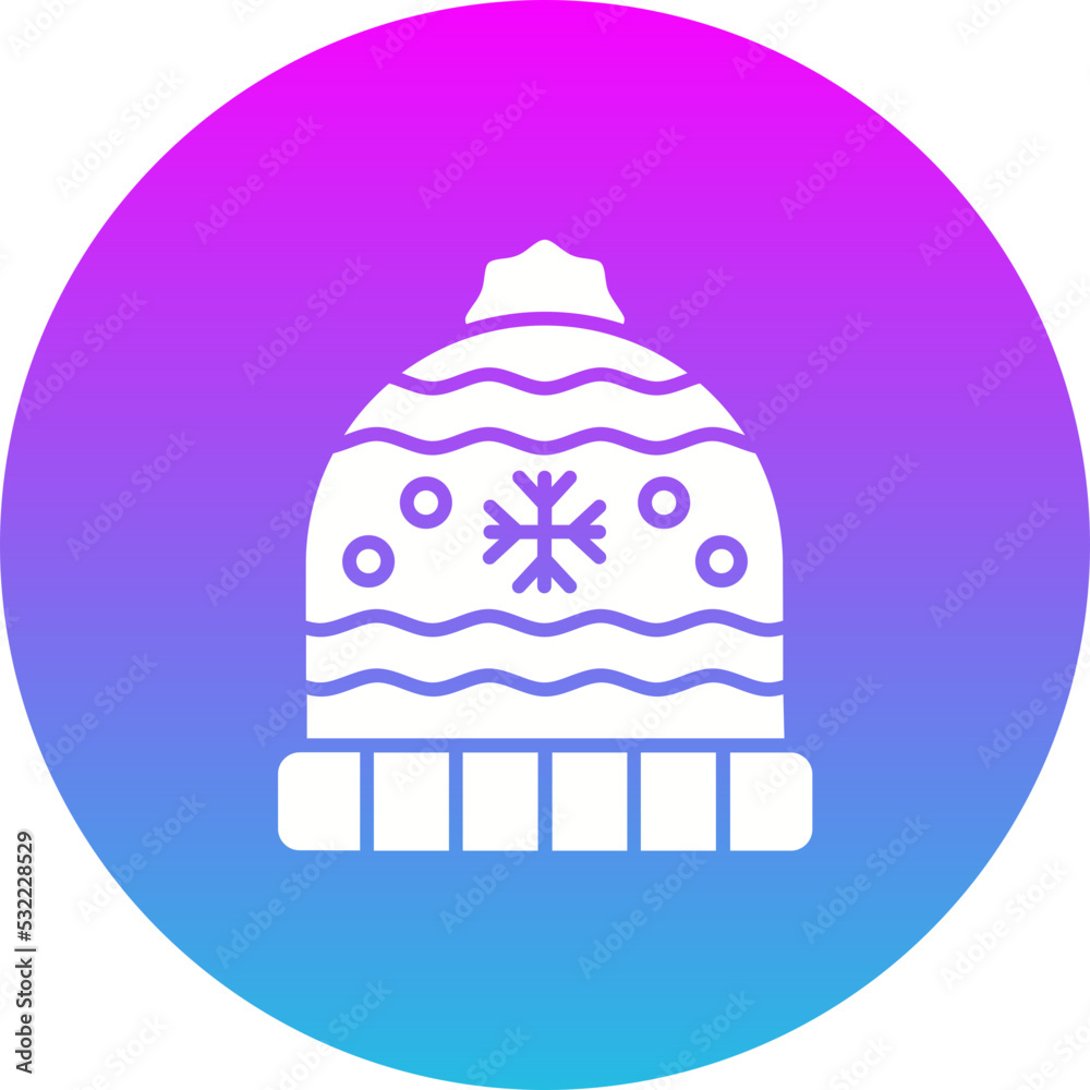 Knit Hat Gradient Circle Glyph Inverted Icon Knit Hat Gradient Circle Glyph Inverted Icon
