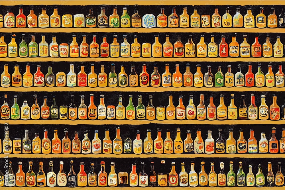 Bottles on shelf illustration