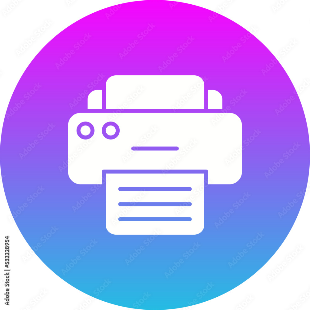 Printer Gradient Circle Glyph Inverted Icon Printer Gradient Circle Glyph Inverted Icon