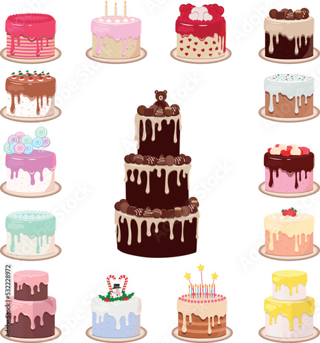 Collection of birthday cakes.