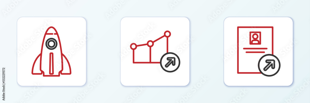 Set line Job promotion, Startup project concept and Financial growth icon. Vector Set line Job promotion, Startup project concept and Financial growth icon. Vector