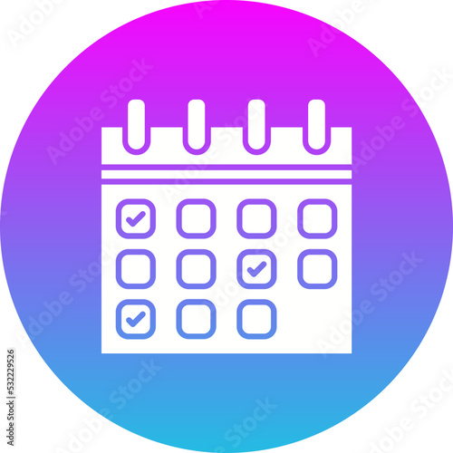 Calendar Gradient Circle Glyph Inverted Icon