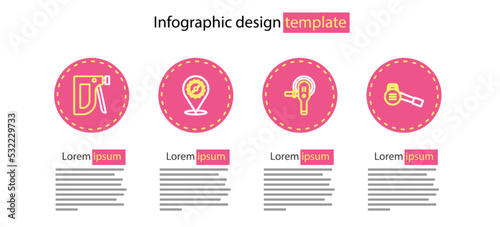Set line Angle grinder, Leaf garden blower, Circular saw blade and Construction stapler icon. Vector
