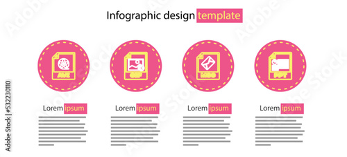 Set line MSG file document, PPT, GIF and AVI icon. Vector