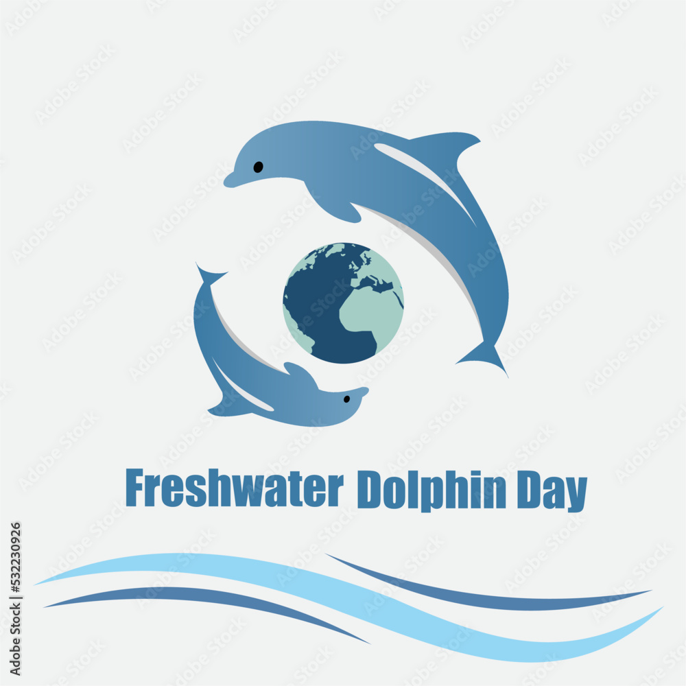 Vector illustration of Freshwater Dolphin Day. Simple and elegant design