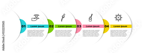 Set line False nails, Pipette with oil, Nail manicure and . Business infographic template. Vector
