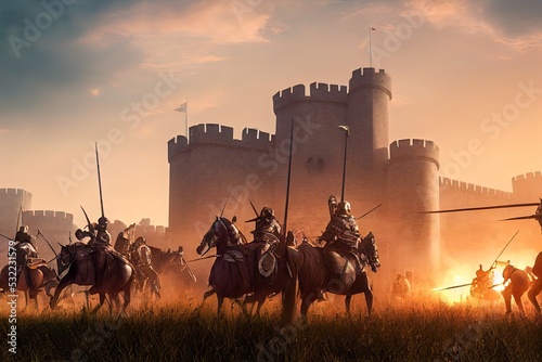 Tablou canvas Medieval castle attack