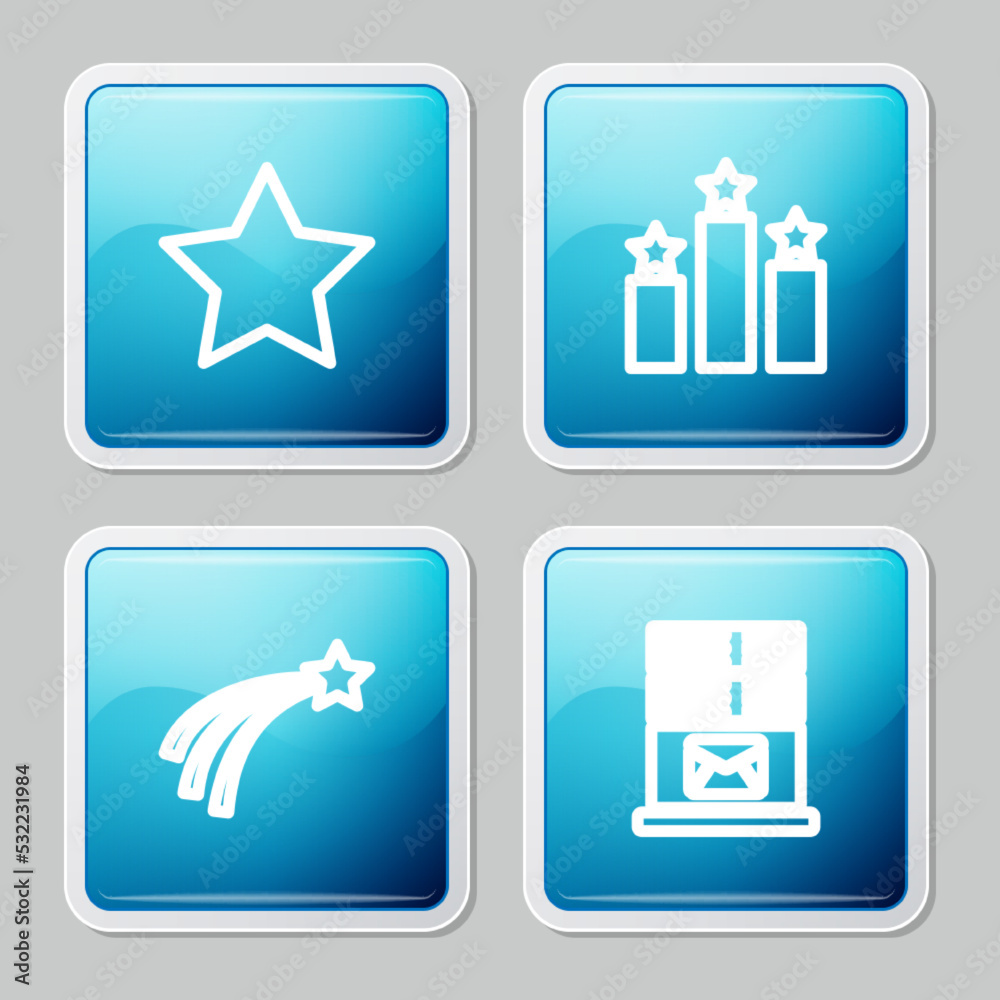 Set line Star, Ranking star, Falling and Mail server icon. Vector Set line Star, Ranking star, Falling and Mail server icon. Vector