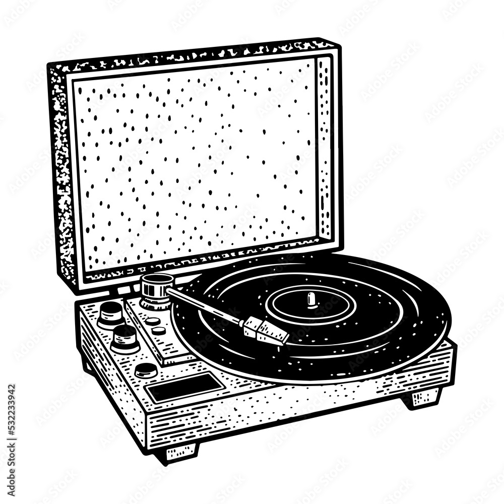 Turntable Record player sketch PNG illustration with transparent ...