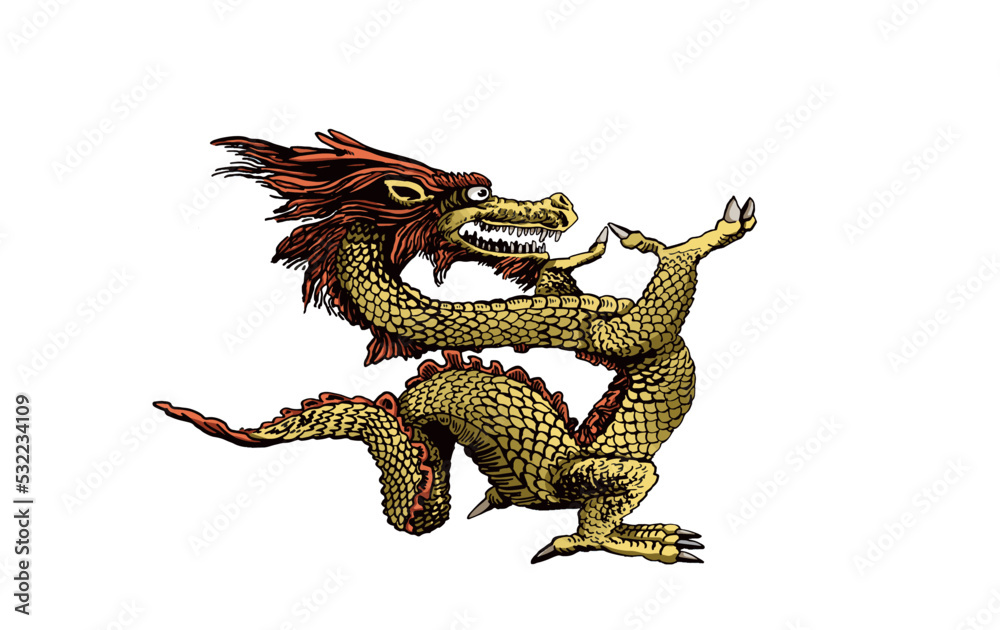 Graphical golden Chinese dragon isolated on white background,vector color illustration
Graphical golden Chinese dragon isolated on white background,vector color illustration