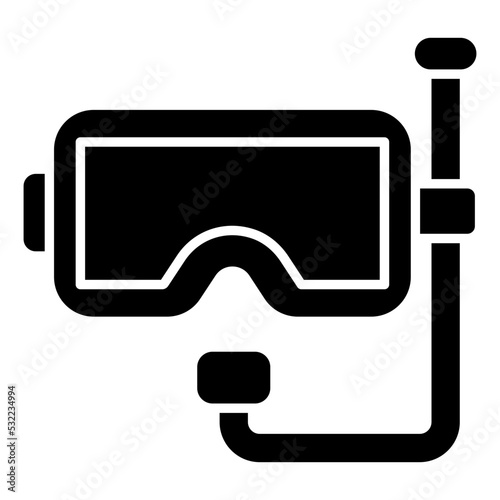 Oxygen pipe with goggles, icon of snorkeling mask