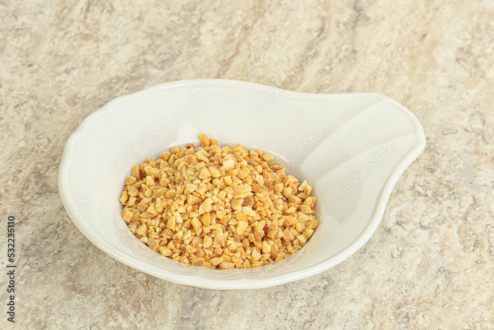 Crunched roasted peanut in the bowl Crunched roasted peanut in the bowl
