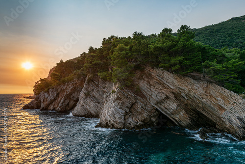 Sunset in Petrovac na Moru in Montenegro photo