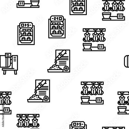 Meat Factory Production Equipment vector seamless pattern thin line illustration