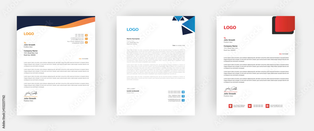 Creative letterhead   Elegant and minimalist style letterhead template design A4 sizes    