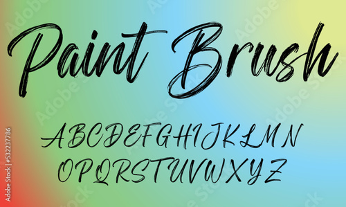 Modern paint brush font design, trendy alphabet letters and numbers