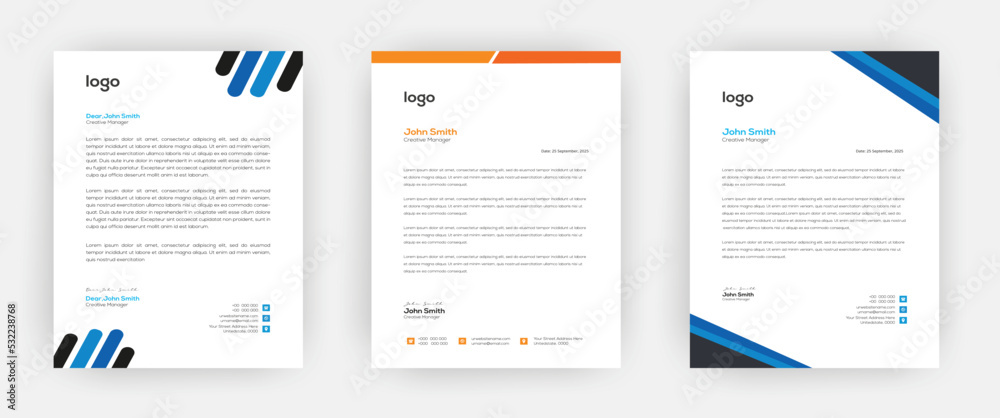 Creative letterhead   Elegant and minimalist style letterhead template design A4 sizes    