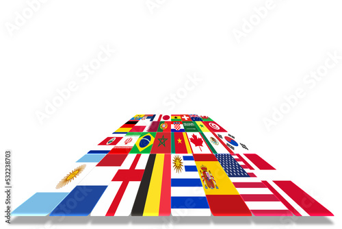 Concept 3d illustration groups of World Cup Qatar 2022 championship. All 32 qualifying countries.