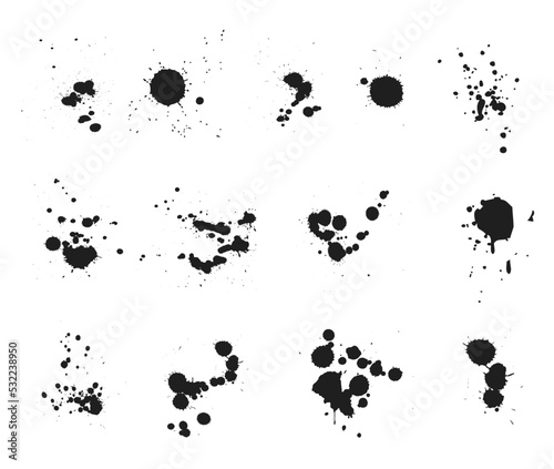 Black melt drips or liquid paint drops or Dripping symbols set