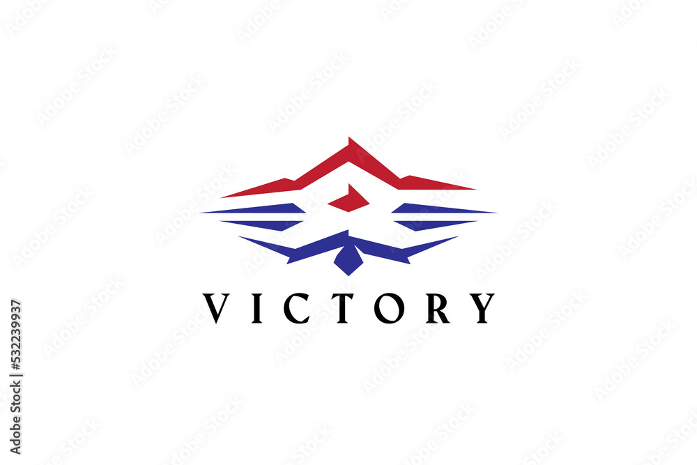 Logo Abstract Sign Symbol Maple Leaf, Mountain, Shield with Color Blue and Red. America and Canada Brand Identity Business Concept. Logo Abstract Sign Symbol Maple Leaf, Mountain, Shield with Color Blue and Red. America and Canada Brand Identity Business Concept.
