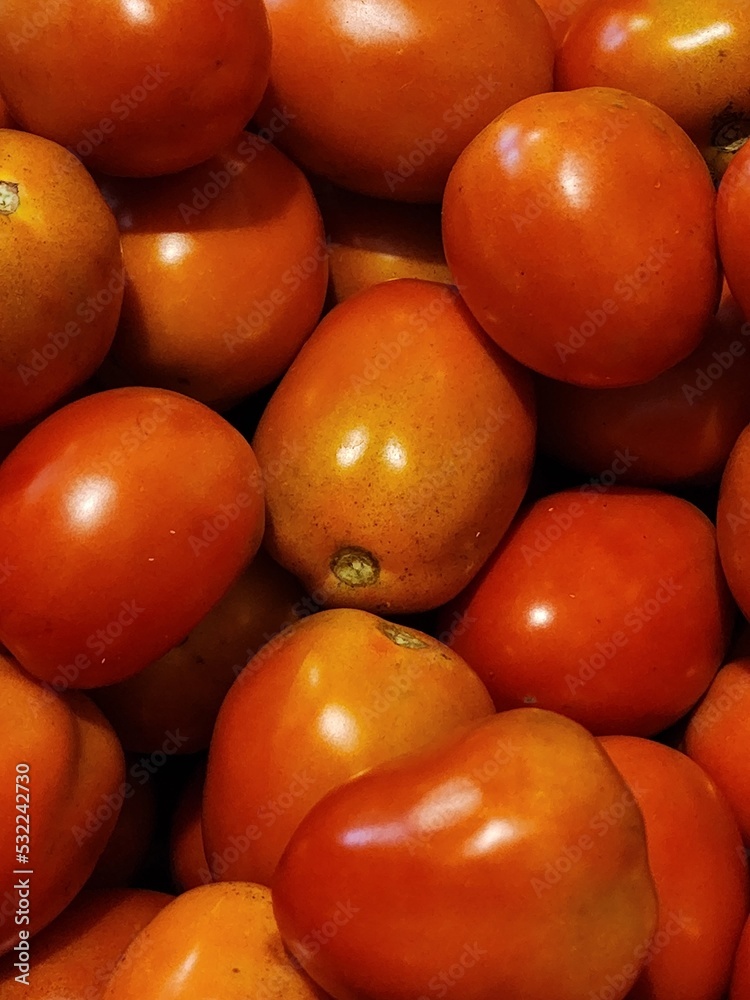 Organic fresh big red ripe tomatoes on the market