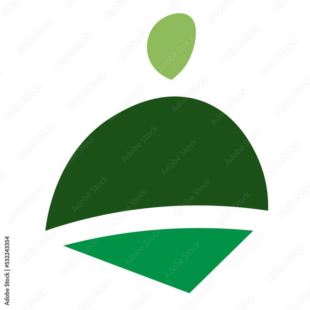 Green abstract symbol. Colourful icon logo on white background. Green abstract symbol. Colourful icon logo on white background.