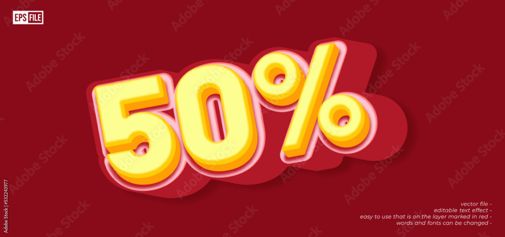 fifty percent discount promo with 3D style editable text effect fifty percent discount promo with 3D style editable text effect