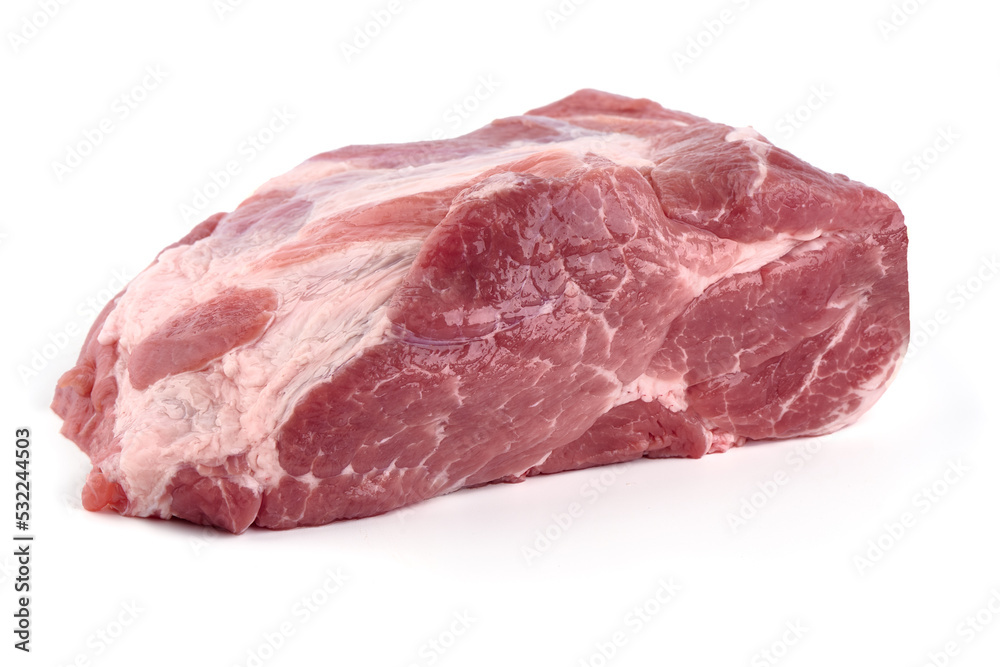 Pork shoulder meat, isolated on white background. Pork shoulder meat, isolated on white background.
