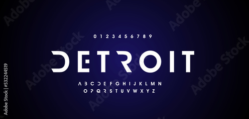 Detroit Abstract digital modern alphabet fonts. Typography technology electronic dance music future creative font. vector illustraion
