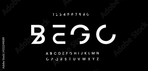 Bego Abstract digital modern alphabet fonts. Typography technology electronic dance music future creative font. vector illustraion 