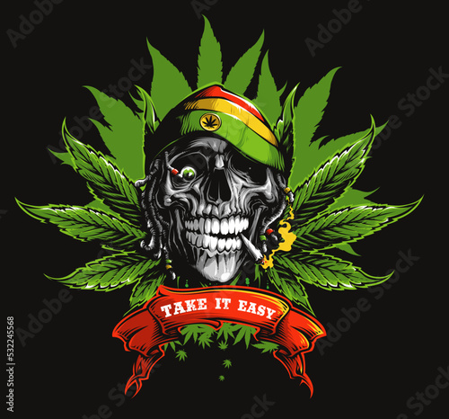 Vector Rastaman Skull