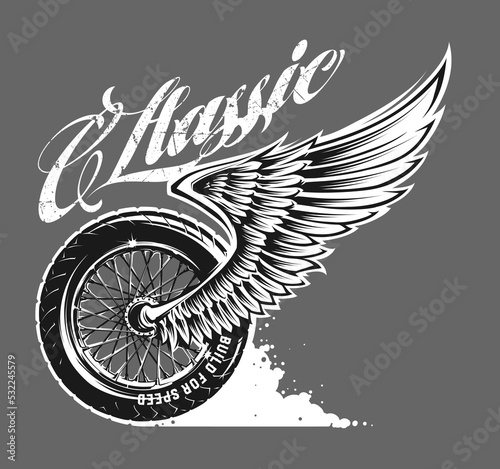 Motorcycle wheel with wing